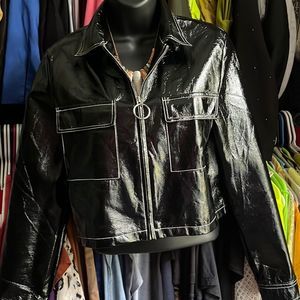 EIGHT PARIS Black patent leather jacket Size s